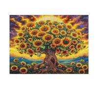 Tree Made Of Sunflowers 500 Pieces Set Classic Jigsaw Puzzle Couple Puzzle Partners Mind Relaxation Wall Decor Easter New Year Creativity & Gift Giving 500 PCS