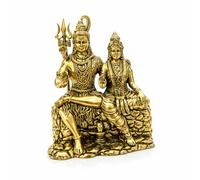 TREE MAISON CORONATING HOMES Vastu Brass Shiv Parvati Ji Statue |Size-11cm Approx |Weight-270gm Approx |Vastu Remedy for Home & Office |Shiv & Parvati Ji Idol for Pooja