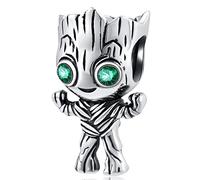 Tree Man Groot Charms fit Pandora Galaxy Bracelet, 925 Sterling Silver I am Baby Groot Monster Beads with Green Eye CZ, Gifts for Mothers Day/Girl/Boy/Star Warrior/Christmas