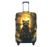 Tree Meditating Raccoon Travel Luggage Covers - Elasticity Suitcase Covers Protector for Luggage 18-32 Inch