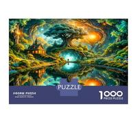 Tree Mirror Lake Forest 1000 Piece Classic Jigsaw Puzzle Enchanted Magic Puzzle for Adults Recycled Cardboard Adult Educational Challenge Fun Present Home Activity Great Gift for Beginners 70x50cm/100