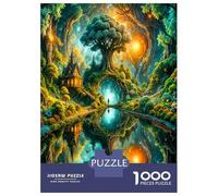 Tree Mirror Lake Forest 1000 Piece Jigsaw Puzzle Bundle Enchanted Magic Classic Jigsaw Puzzle Premium Cardstock Decompression Wall Decoration Gifts Women Men Senior Jigsaw Enthusiasts 52x38cm/1000pcs