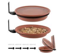 Tree Mounted Bird Feeder | 2 Tree Mounted Wild Bird Trays with Heavy Duty Steel Installed on Wooden Fence Deck Stakes with a Stand