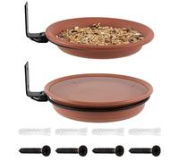 Tree Mounted Bird Feeder, 2pcs Wild Bird Bath For Outdoors Place Food Water, Installed On Wooden Fence Wall Tree Deck Stakes With Heavy Duty Iron Bracket