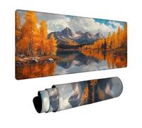 Tree Mouse Mat Lake Mouse pad, Desk Mat Large 28 x 12 x 0.12in with Stitched Edges Anti-Slip Rubber Base for Autumn Decorations Desk Accessories and Gaming Laptop Computer Gifts for Men FSBD-0350