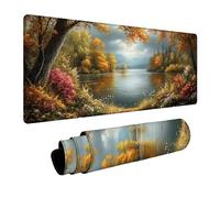 Tree Mouse Mat Lake Mouse pad, Desk Mat Large 32 x 16 in with Stitched Edges Anti-Slip Rubber Base for Autumn Decorations Desk Accessories and Gaming Laptop Computer Keyboard Gifts for Men FSBD-0887