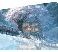Tree Mouse Pad,700x400x3mm Mouse Mat House Desk Mat Large, Soft Smooth Surface with Anti-Slip Rubber Base Mousepad Waterproof, Durable, Extended Length Desk Pad for Gaming Christmas Decorations N1-636