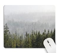 Tree Mouse Pad Green Misty Mountain, Nature Landscape Mousepads Square for Desk Foggy Fir Forest Valley Small Desk Pad Mouse Mat Washable Computer Wireless Mouse Pad for Laptop Gaming Office Home
