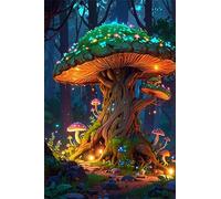 Tree Mushroom House Jigsaw Puzzles for Adults 500 Pieces Educational Toys Challenging Game 500 Piece Puzzles for Adults for The Whole for Women Gifts for Men