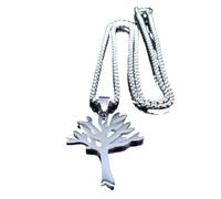 Tree Necklace For Women, Stainless Steel Hiphop Punk Rock Style Tree Of Life Pendant Necklaces Fashion Jewelry (Silver, 3.8cm)