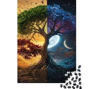 Tree of Life 1000 Piece Puzzle Day & Night for Relaxation Experienced Jigsaw Fans Memory Improvement Retirement Gift 70x50cm/1000pcs