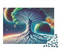 Tree of Life 1000 Pieces Puzzles Colorful Cosmic Rooted Tree Decoration Puzzle Educational Game for Men And Women Challenging Jigsaw Jigsaw Puzzles for Adults 70x50cm/1000pcs