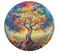 Tree Of Life 195 Piece Circular Puzzle Flowers Plants Trees Animal Shape Premium Quality Challenging Brainteaser for Adults Durable Pieces Home Decor Wall Art 195 PCS