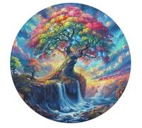 Tree of Life 195 Piece Round Jigsaw Puzzle Flowers Plants Trees Animal Shape Premium Large Format Puzzle Stress Relief Relaxing Activity for Families Home Wall Art 195 PCS
