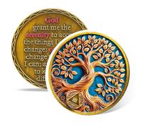 Tree of Life 3 Year Sobriety Coin, Recovery & Growth AA Medallion, One Year Golden Sober Coin for Addiction Recovery, Alcoholics Anonymous Sober Gifts for Women Men Sponsor