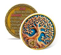 Tree of Life 5 Year Sobriety Coin, Recovery & Growth AA Medallion, One Year Golden Sober Coin for Addiction Recovery, Alcoholics Anonymous Sober Gifts for Women Men Sponsor
