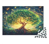 Tree of Life,Abstract Shapes And Swirling Energy1000 Piece Impossible for Adults Games Gifts Kids Challenge Jigsaw