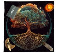 Tree of Life Altar Cloth Tarot Card Table Cloth Divination Card Tablecloth Square Tapestry Magic Supplies Divination Card Tablecloth Wall Decor