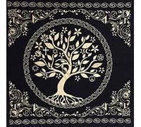 Tree of Life Altar Cloth Tarot Spread Pagan Altar Cloth Tarot Cloth Wiccan Witchcraft Square Spiritual table Mat 18x18 Sacred Cloth (Tree of Life Gold Silver)