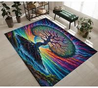 Tree Of Life Area Rug for Living Room Nature Meditation Soft Low-Pile Large Rugs 80x150cm XX Washable Non-Slip Carpet for Bedroom Kitchen Entrance Sofa Floor Hallway Indoor Home Decor 1R1522