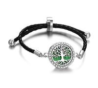 Tree Of Life Aromatherapy Bracelet Diy Crystal Adjustable Braided Leather Bracelet Buckle Women Diffuser Locket Bracelet Jewelry