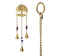 Tree of Life Beaded Windchime Wall Hanging Chimes Indian Décor for Home Balcony Garden Decorative Items and Gifting (Antique Golden-Small)