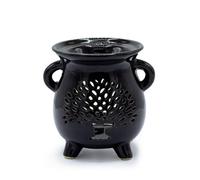 Tree Of Life Black Cauldron Oil Burner For Aromatherapy & Decor