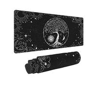 Tree of Life Black White Galaxy Space Black Aesthetic Gaming Keyboard Mouse Pad Mousepad Huge Extended XL Stitched Edge Rubber Sole for Home Office(35.4"X 15.7")