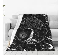 Tree of Life Black White Galaxy Space Black Aesthetic Soft Warm Full Fleece Throw Blanket Flannel Fuzzy Travel Blankets All-Season Throws for Bed Sofa Women Gifts 40"X30"