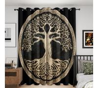 Tree of Life Blackout Curtains, 84 Drop, Viking Mystical Fantasy Printed Curtains for Living Room, Bedroom, Eyelet Drapes for Window Home Decor, 52x84 Inch 2 Panels (P-869)