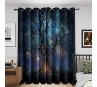 Tree of Life Blackout Curtains Bedroom 46 x 54, Fantasy Curtains for Home Decor, Living Room, Thermal Eyelet Patterned Window Drapes, 54 Inch Drop 2 Panels （JG802）