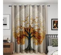 Tree of Life Blackout Curtains Bedroom 46 x 54, Modern Art Curtains for Home Decor, Living Room, Thermal Eyelet Patterned Window Drapes, 54 Inch Drop 2 Panels （JG829）