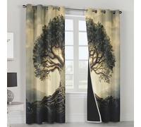 Tree of Life Blackout Curtains for Living Room Bedroom, Viking Celtic Knot Eyelet Thermal Window Treatments 84 Drop - 2 Panels 52 x 84 Inch, Home Decor pw&71