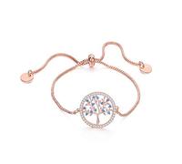 Tree of Life Bracelet for Women, Adjustable Rose Gold and Silver Plated Copper Chain Wrist Bracelet with Shining Cubic Zirconia Crystal Gift for Friends, Mom