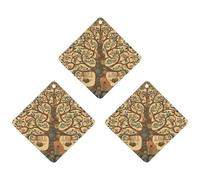 Tree Of Life Car Air Freshener Hanging Incense Chips 3 Pack Automotive Scented Hanging Sheets Rhombus for Car Home Auto Interior Decor