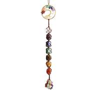 Tree of Life Chakra Stones Healing Crystals Feng Shui Hanging Ornament 7 Chakra Wall Ornament Meditation Hanging Ornament Window Ornament for Home Decor Party Decor
