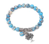 Tree Of Life Charms s For Women Men 8mm Round Beads Turquoises Elastic Beaded Bangles Fashion Jewelry