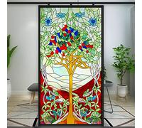 Tree of Life Church Style Privacy Window Film Stained Glass Static Cling Window Treatments Window Coverings Glass Sticker Decorative Film for Siding Glass Door Home Decor 15.7"x23.6"(40x60cm)