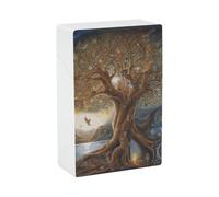 Tree of Life Cigarette Case Waterproof Smoke Storage Box Plastic Crush-Proof Cigarette Holder Box Container Portable Cigs Dispensers Regular Size for Men Women