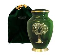 Tree of Life Classy Adult Green Urn for Human Ashes - Beautiful, Classic Green and Gold Large Urn Honors Your Loved One - Find Comfort and Peace with This Quality and Thoughtful Urn - with Velvet Bag