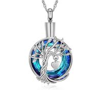 Tree of Life Cremation Urn Ashes Necklace for Women Men Circle of Life Cremation Crystals Ash Pendant Loved One Memorial Jewellery