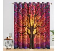 Tree of Life Curtains, Stained Glass Blackout Curtains for Bedroom Living Room, 66x90 Inch Drapes, Eyelet Thermal Window Treatments, 2 Panels L218