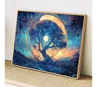 Tree Of Life Diamond Art 5D Moon Diamond Painting for Adults Full Square Drill, Crystal Rhinestone Embroidery Kit, DIY Paint by Numbers Cross Stitch Gem Art, Home Wall Decor 40x50cm(16x20"),z@2050