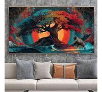 Tree Of Life Diamond Art Animal Diamond Painting Kits for Adults 20x40in Crystal Art Kits DIY Full Drill Square Rhinestone Embroidery Cross Stitch Canvas Pictures for Adults for Wall Decor A-U976