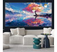 Tree of Life Diamond Painting Kits for Adults 23x47inch Diamond Art Lake Painting by Numbers for Children with Full Square Drill Accessories, DIY Crystal Arts and Crafts Cross Stitch Pictures y-w614