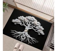 Tree Of Life Door Mats Indoor 60 X 90 Cm, Machine Washable Inside Door Mat, Simple And Mysterious Soft Doormats, Absorbent Entrance Rug, Anti-Slip Floor Mats For Front Rear Doors (Black)