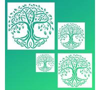 Tree of Life Drawing Template Reusable 10 15 20 30cm Wall Stencils for Painting Tree Square Stencil on Wood Canvas Wall Furniture Crafts and Decorations of Life Stencils for Painting
