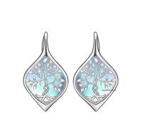 Tree of Life Earrings 925 Sterling Silver Moonstone Leverback Earrings Jewellery Gifts for Women