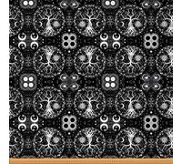 Tree of Life Fabric by The Yard Sun and Moon Decorative Fabric Gothic Bohemian Upholstery Fabric Trippy Galaxy Stars DIY Art Waterproof Fabric White Black 1 Yard