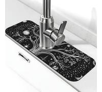Tree of Life Galactic Space Faucet Mat for Kitchen Sink Cute Drying Mat Super Absorbent Sink Faucet Mat for Kitchen Bathroom Sink Cafe Bar Faucet Decor Gifts ( 15" X 5.5")